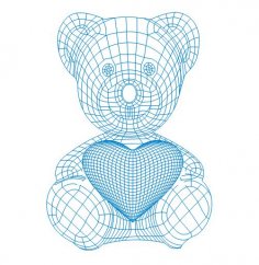 Urso de pelúcia com plano de lâmpada de ilusão de coração 3d