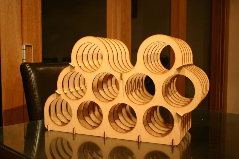 Laser Cut Asymmetrical Wine Rack DXF File