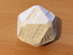 D20 (20 Sided Dice) With Additional Braille Numbers 3D Printer Model