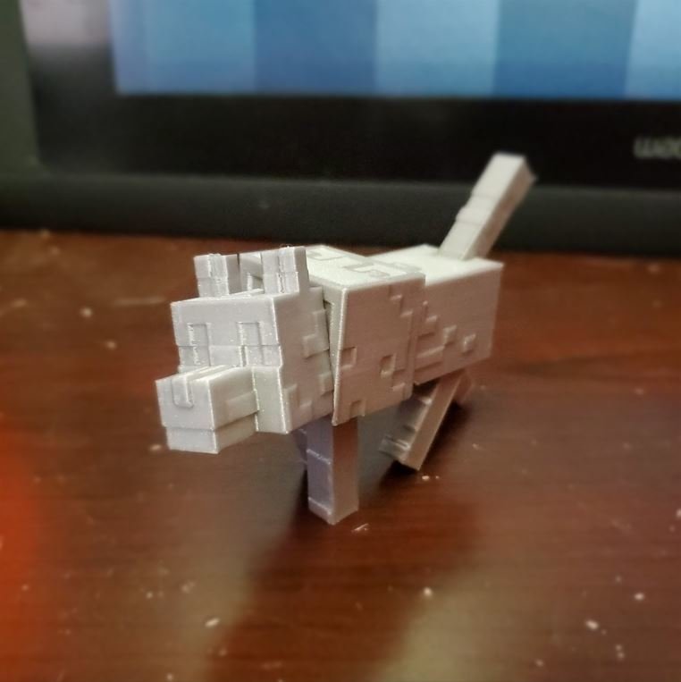 Articulated Minecraft Wolf 3D Printer Model Download Free STL File - 3axis.co
