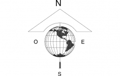 Archivo dxf de mapa de globo de flecha norte