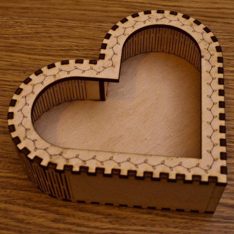 Laser Cut Heart Shaped Trinket Box