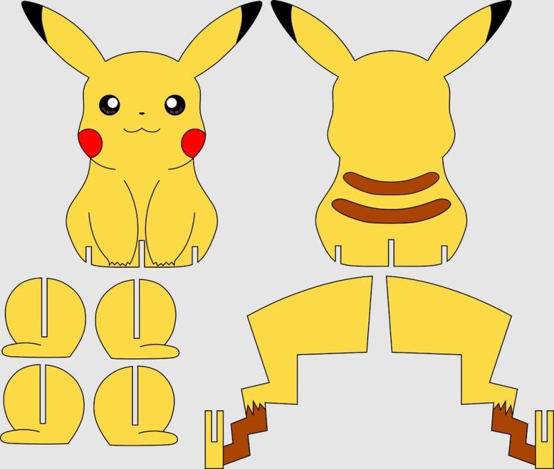 Laser Cut Pikachu Assembly Model Figure