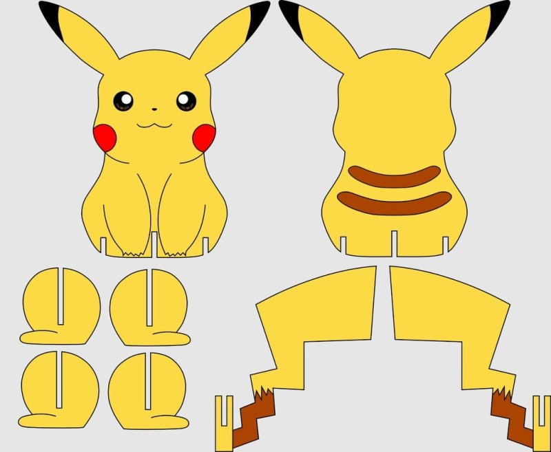 Laser Cut Pikachu Assembly Model Figure