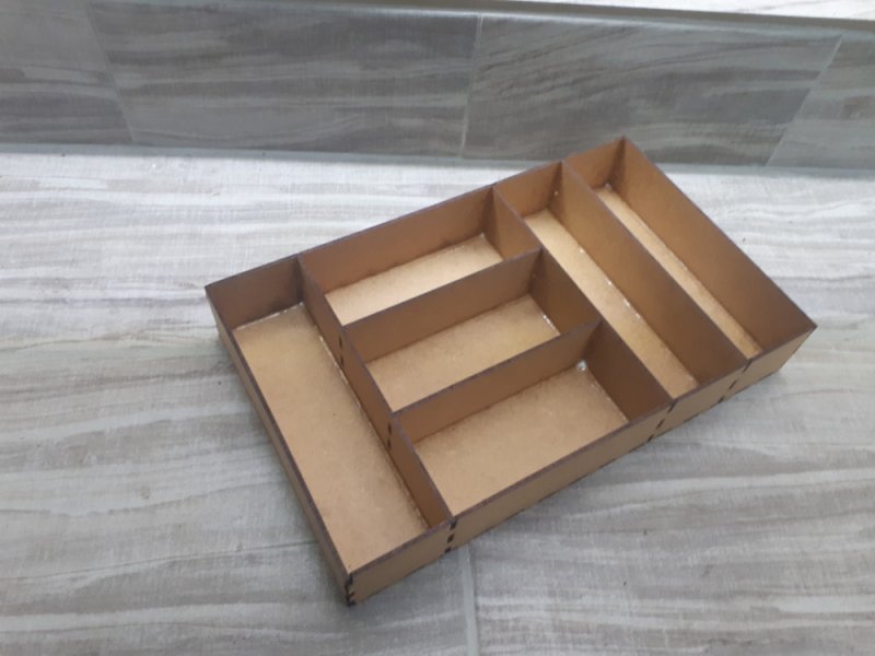 Laser Cut Versatile Rectangular Compartment Wooden Open Container Organizer Storage Box