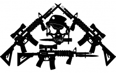 Jared’s ar-15’s crossed-with Skull dxf File