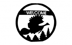 Welcome Bird Scene dxf File