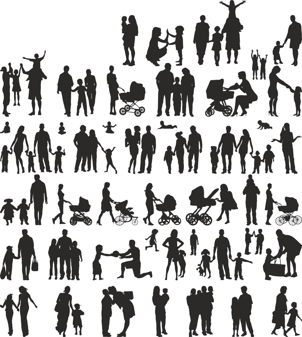 Download Family Silhouette Vector Set Free Vector cdr Download ...