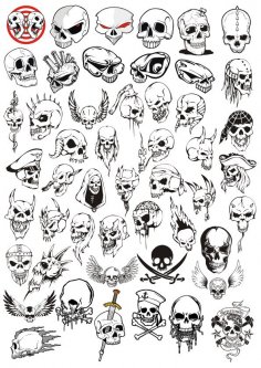 Horror Halloween Skulls Vector Set Free Vector