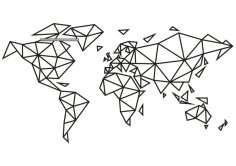 Laser Cut Low-poly World Map Wall Decoration