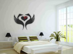 Laser Cut Birds Heart Wall Clock