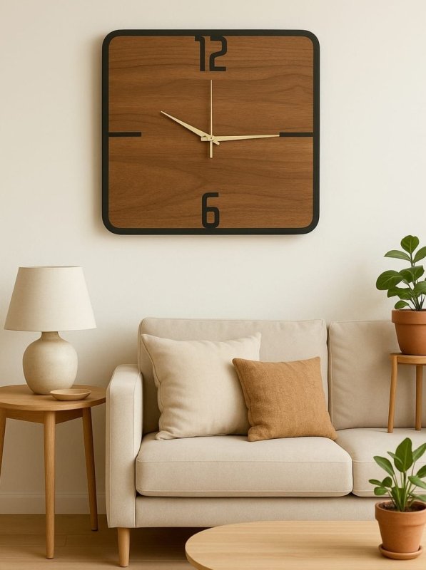 Laser Cut Square Shape Wooden Wall Clock