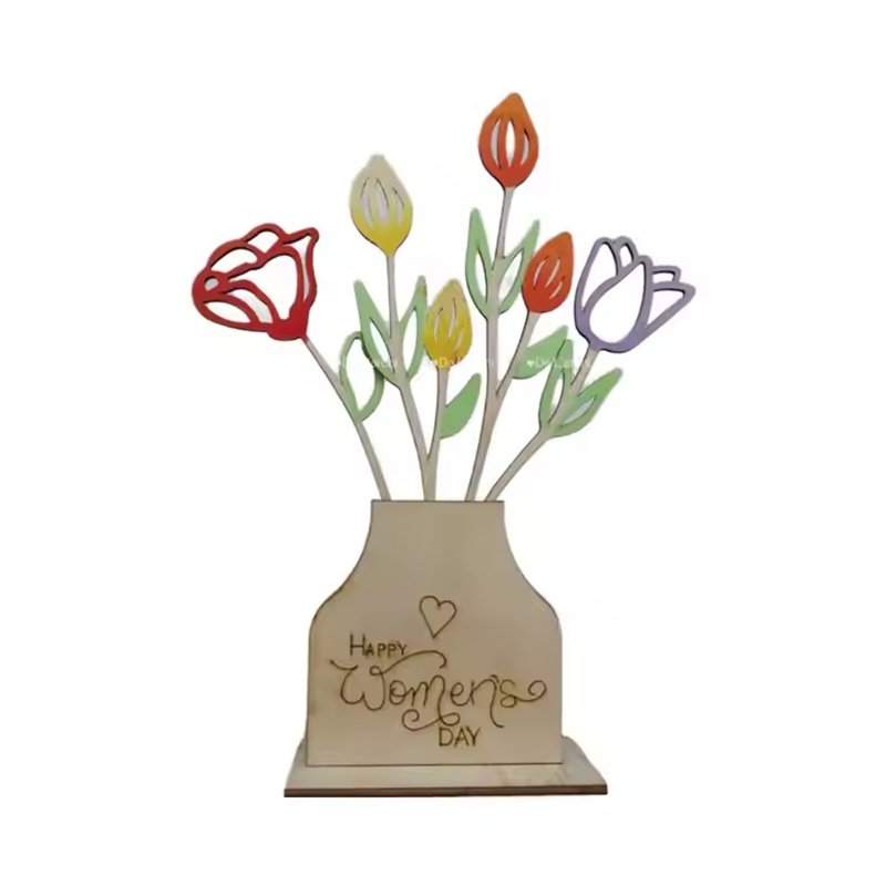 Laser Cut Wooden Flower Coloring Frames Art Craft Kits