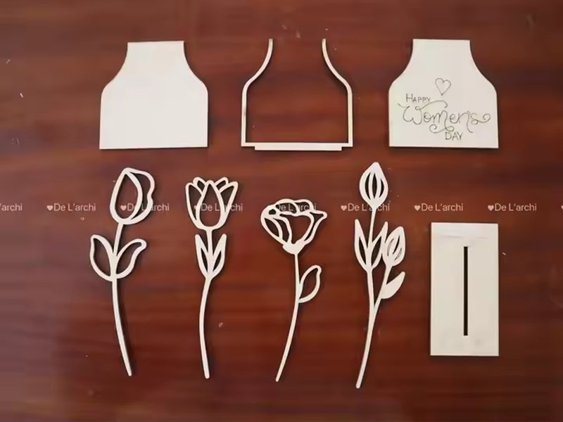 Laser Cut Wooden Flower Coloring Frames Art Craft Kits