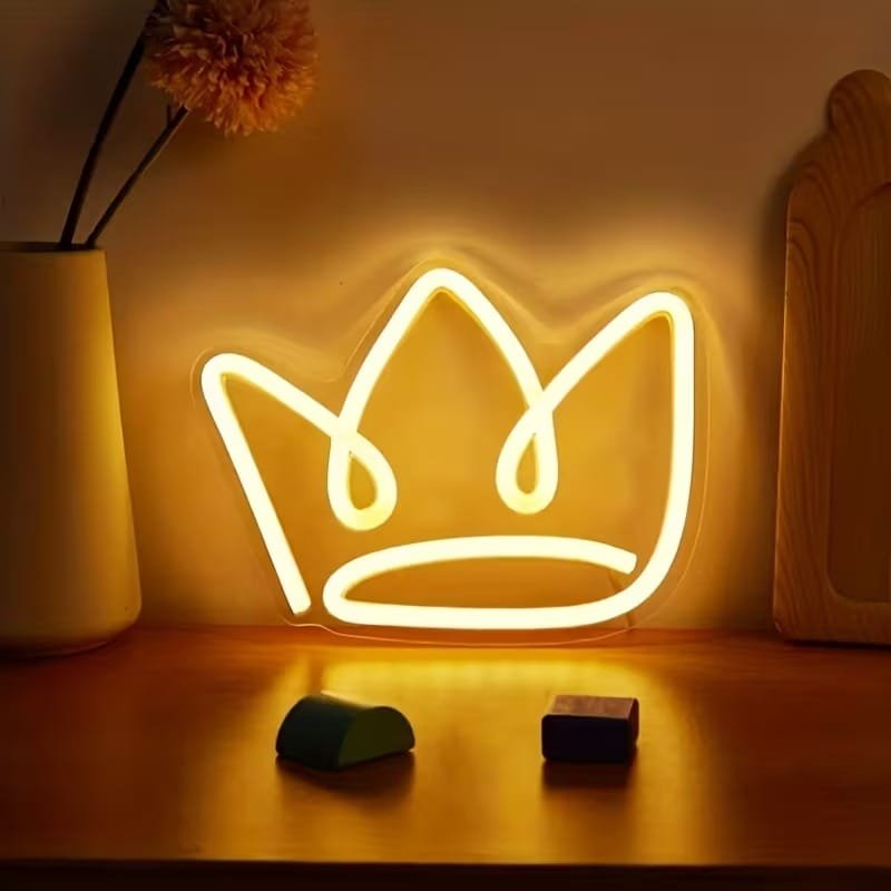 Laser Cut Crown LED Neon Sign Acrylic Back Panel LED Neon Night Light