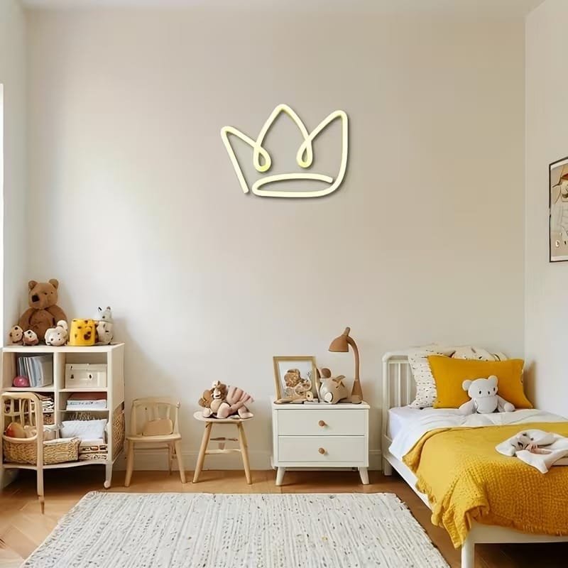 Laser Cut Crown LED Neon Sign Acrylic Back Panel LED Neon Night Light
