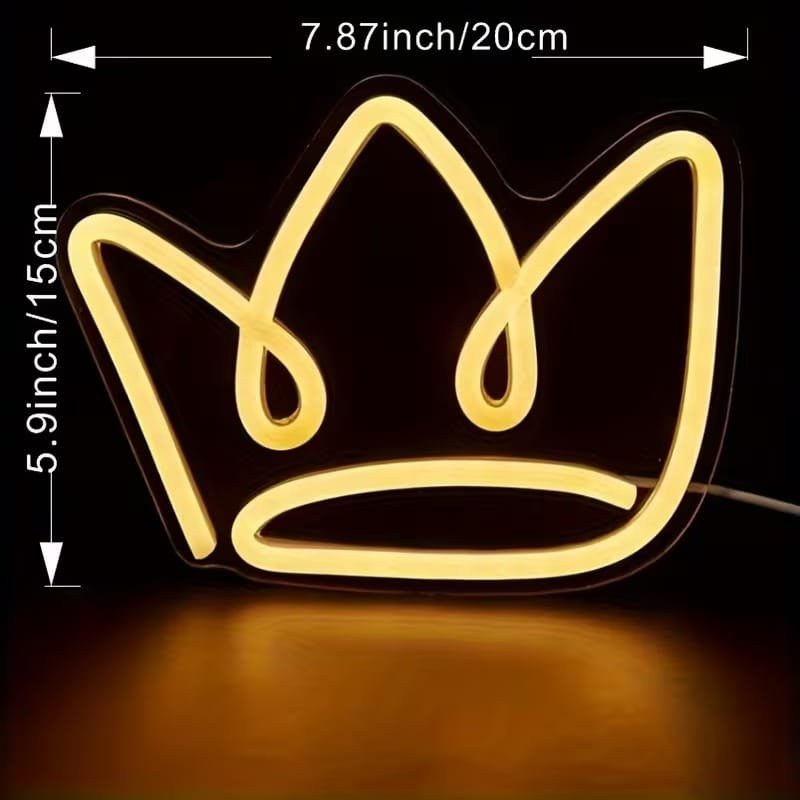 Laser Cut Crown LED Neon Sign Acrylic Back Panel LED Neon Night Light