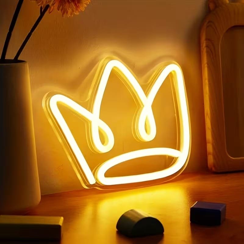 Laser Cut Crown LED Neon Sign Acrylic Back Panel LED Neon Night Light