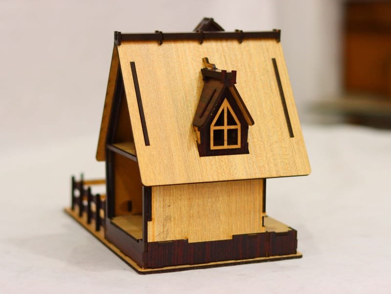 Laser Cut Kids Wooden Doll House, Miniature Wooden House