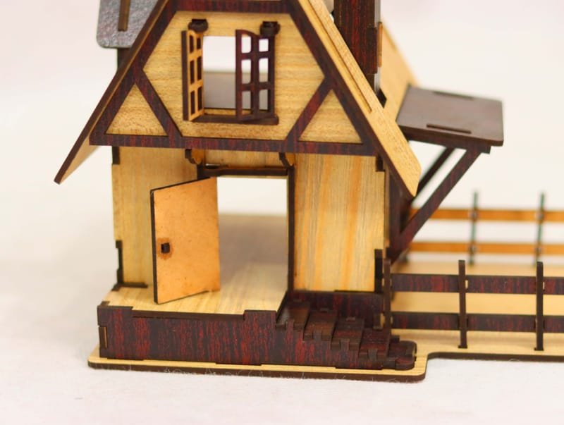 Laser Cut Kids Wooden Doll House, Miniature Wooden House