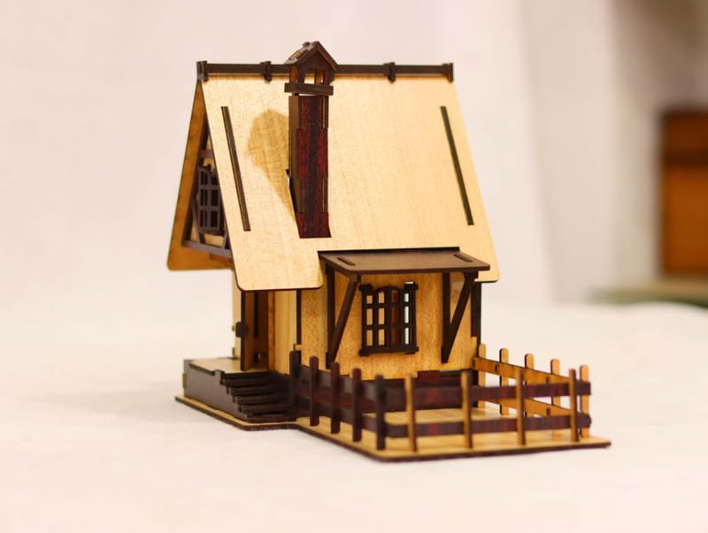 Laser Cut Kids Wooden Doll House, Miniature Wooden House