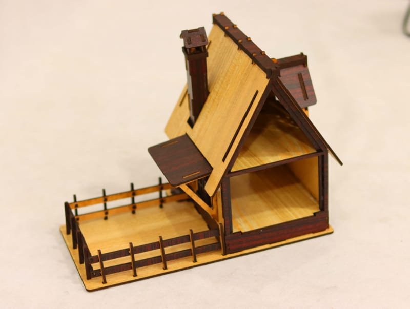 Laser Cut Kids Wooden Doll House, Miniature Wooden House