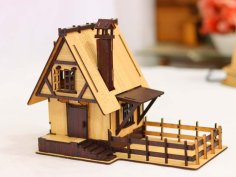 Laser Cut Kids Wooden Doll House, Miniature Wooden House