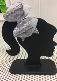 Laser Cut Hair Bow Display Stand Girl Head Silhouette Stand
