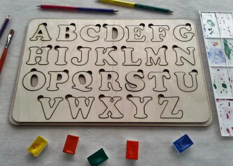 Laser Cut Wooden Alphabet Puzzle – Educational Learning Toys for Kids