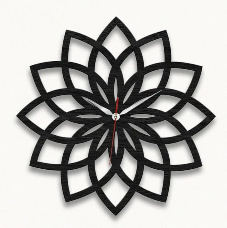 Laser Cut Lotus Shape Wall Clock Mandala Wall Clock Wooden Floral Designer Clock