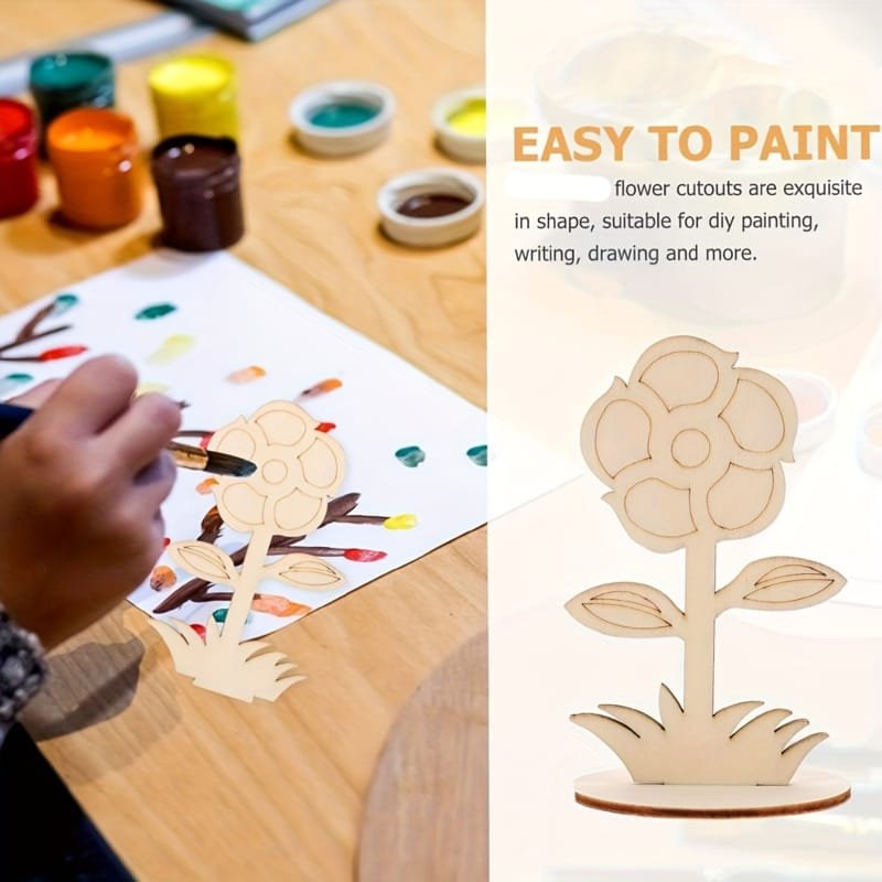 Laser Cut DIY Wooden Flowers For Painting Party