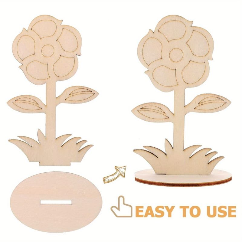 Laser Cut DIY Wooden Flowers For Painting Party