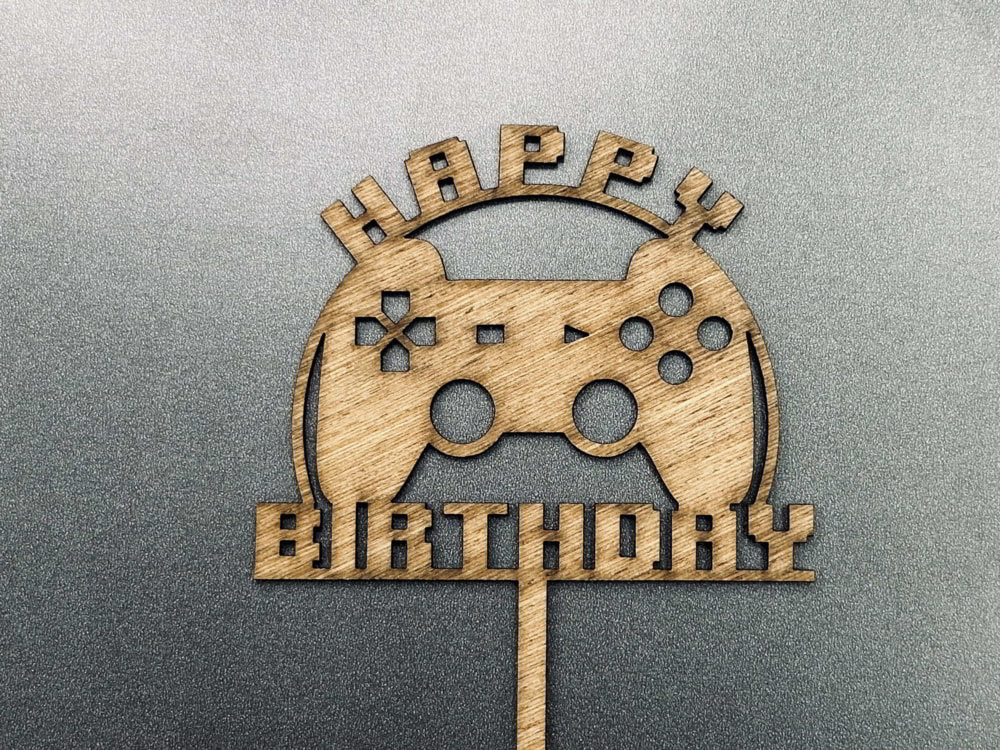 Laser Cut Gamer Cake Topper Birthday Decoration Free Vector
