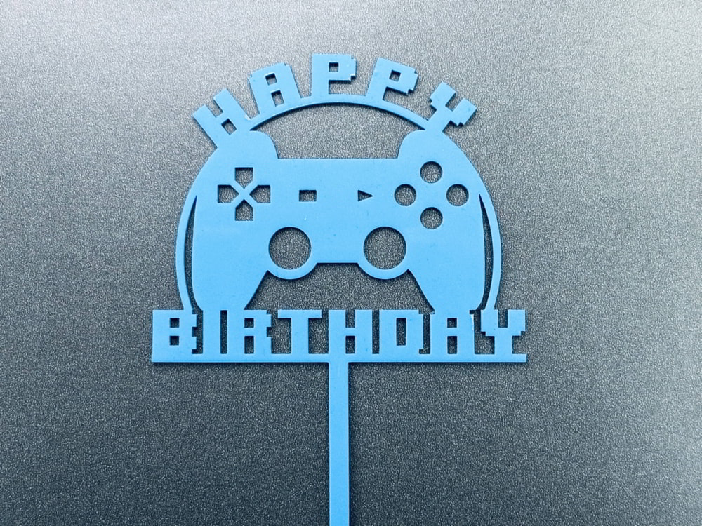 Laser Cut Gamer Cake Topper Birthday Decoration Free Vector