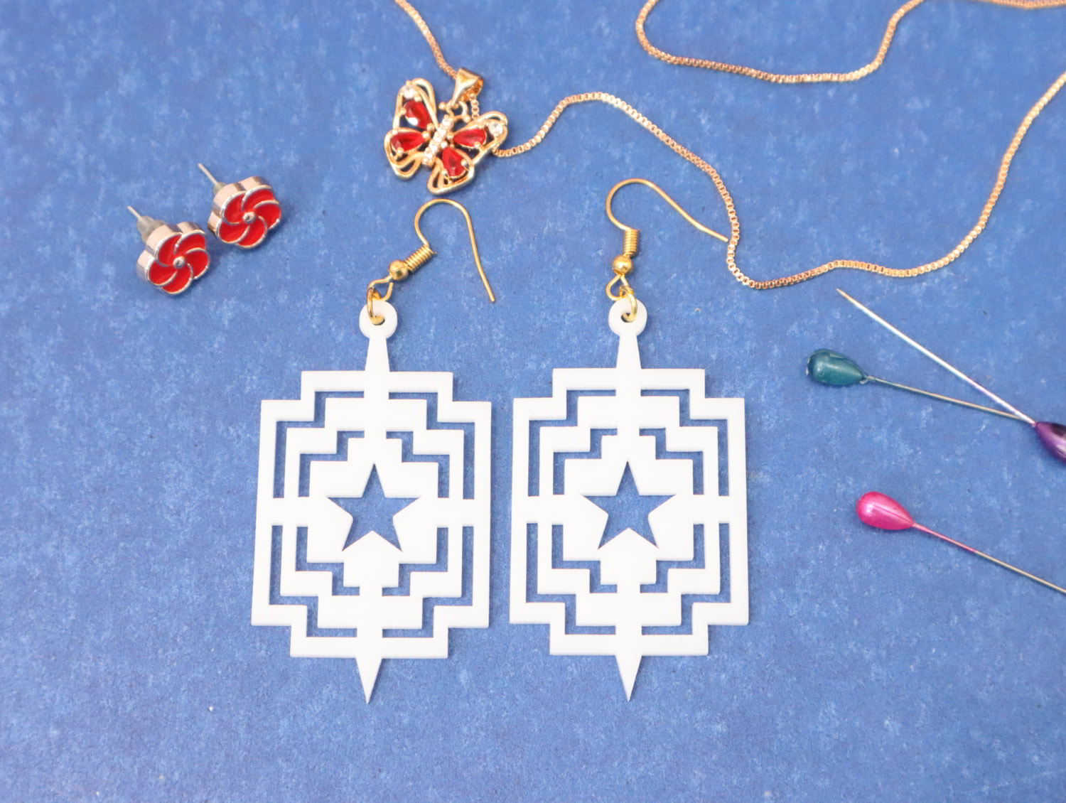 Laser Cut Acrylic Geometric Earrings Free Vector