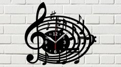 Melody Clock Laser Cut Free Vector