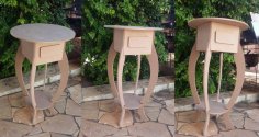 Round End Table Lamp Table with Drawer Laser Cut Free Vector