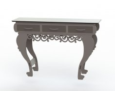 Table with Three Drawers Laser Cut Free Vector