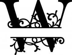 Lettera W con monogramma diviso fiorito