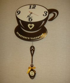 Dekoracja zegara ściennego z filiżanką kawy wycinaną laserowo