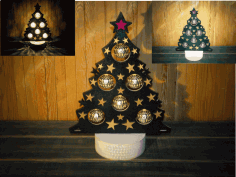Laser Cut Christmas Tree Lamp Free Vector