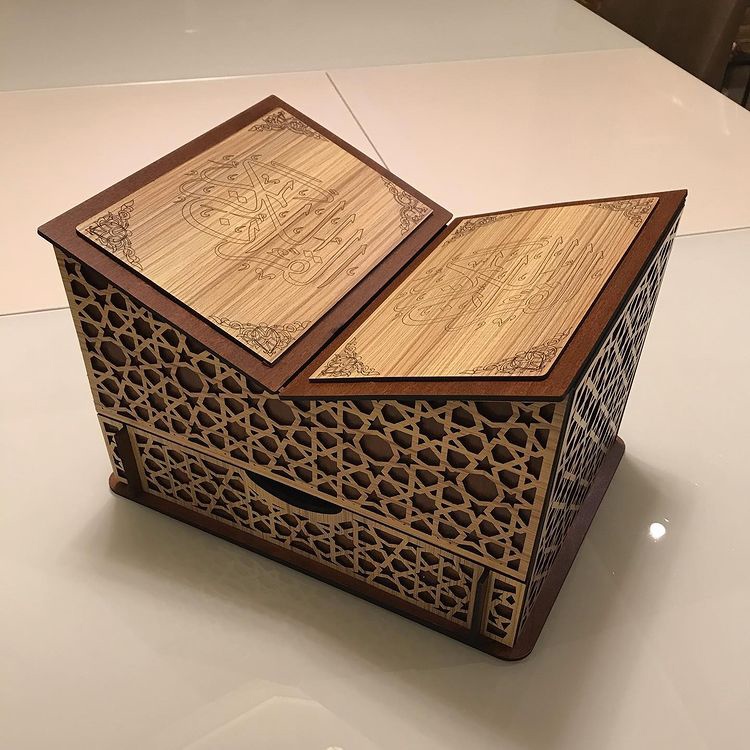 Laser Cut Decorative Quran Box With Rehal DXF File