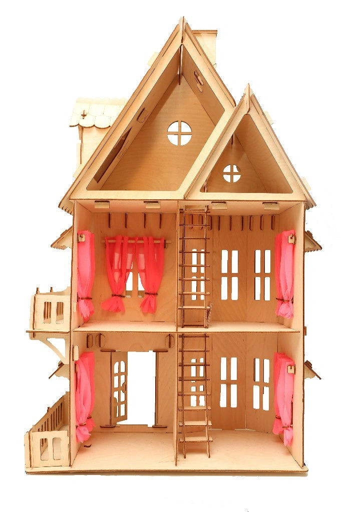 Laser Cut Wooden Dollhouse 3mm Free Vector