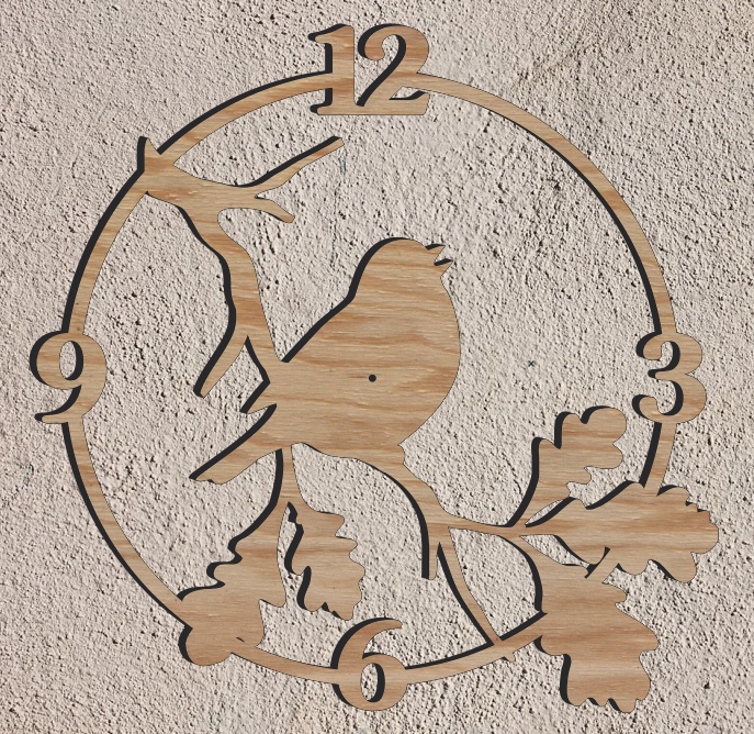 Laser Cut Bird Wall Clock Free Vector