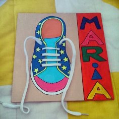 Zapato con cordones de madera cortado con láser, juguete para aprender a atar cordones, juego para niños