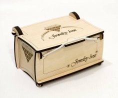 Laserowo wycinane drewniane pudełko na biżuterię z szablonem pokrywki