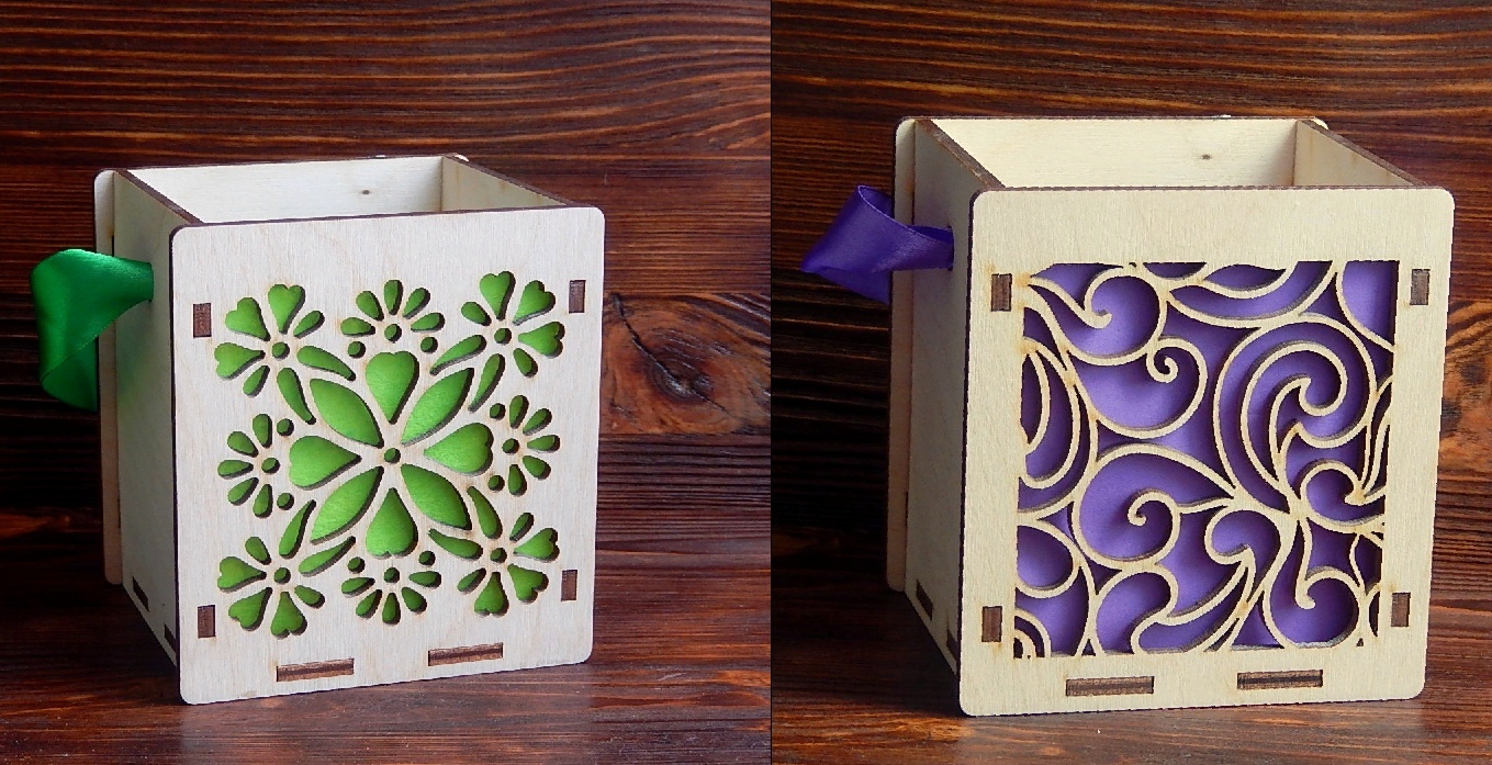 Plantilla de caja de regalo decorativa de madera cortada con láser