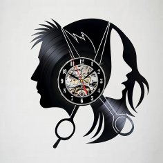 Horloge murale en vinyle pour salon de coiffure découpé au laser