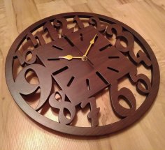Laser Cut Unique Wooden Wall Clock Free Vector