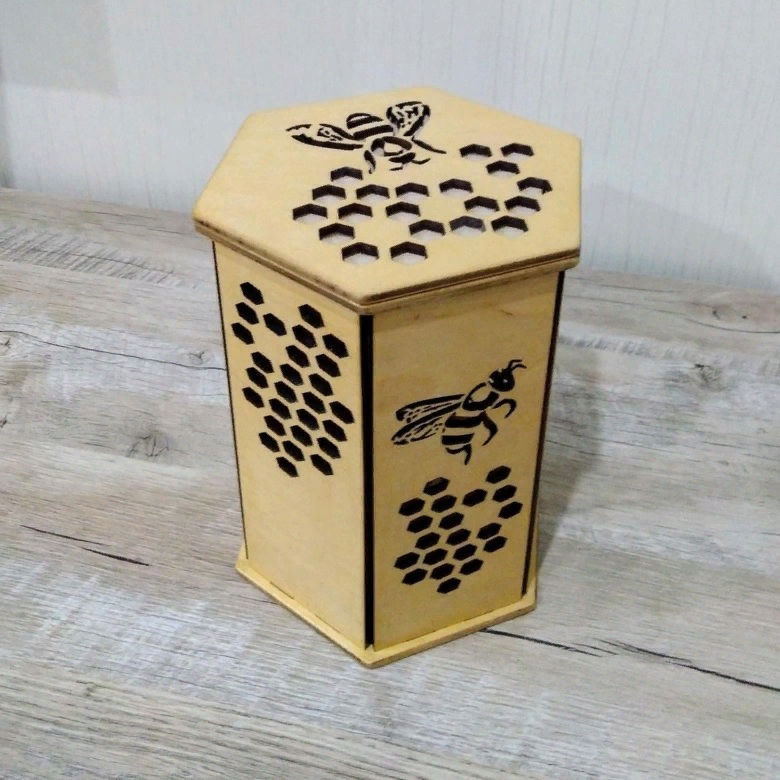 Laser Cut Wooden Honey Jar Box Free Vector